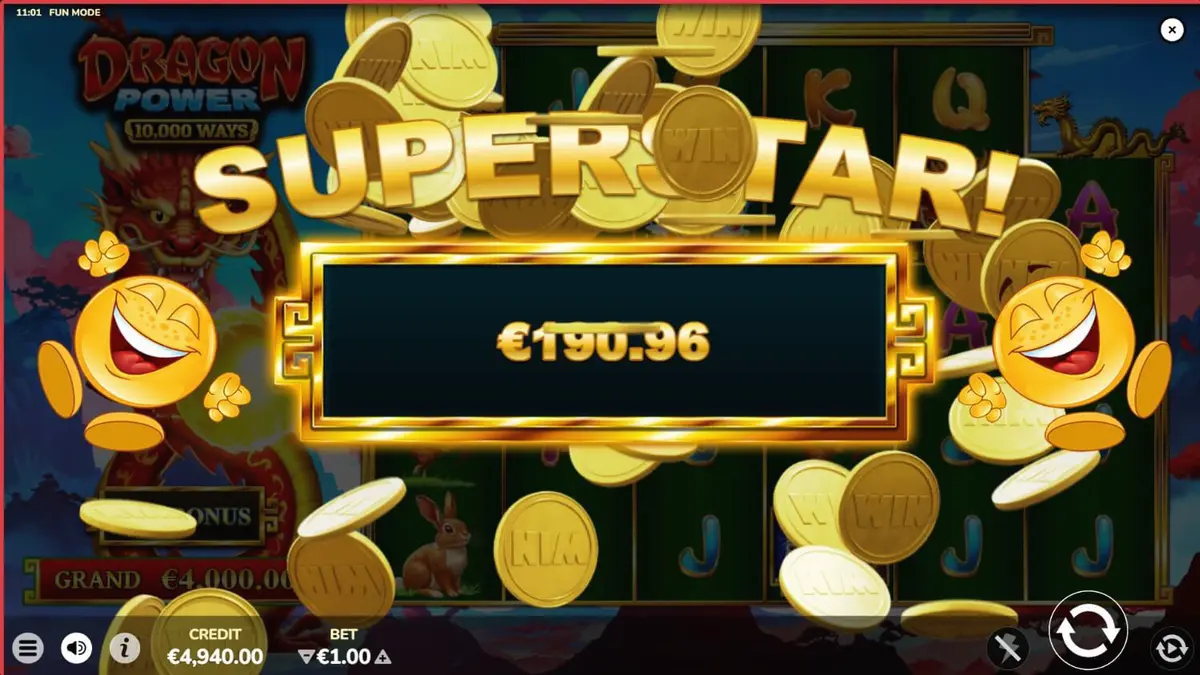 Dragon Power 10,000 Ways slot game interface na may temang Asyano